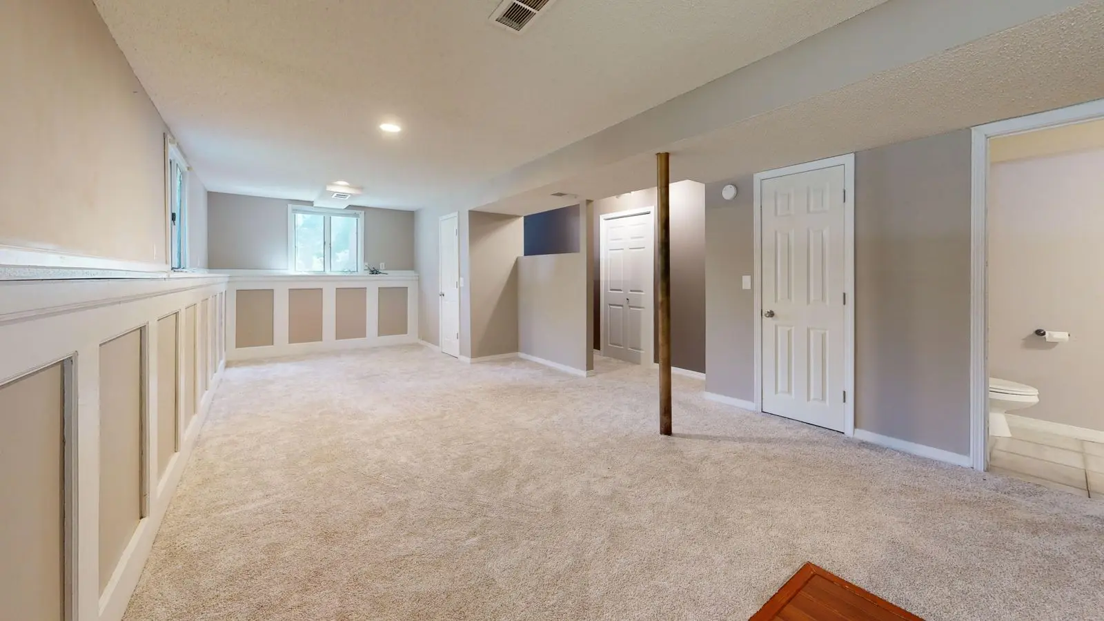 Clean, dry finished residential basement